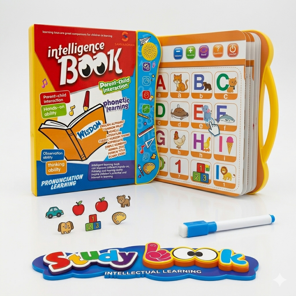 Interactive Kids Electronic Study Book - 10 Learning Themes with Sound & Music, Phonetic Learning Toy for Toddlers & Preschoolers